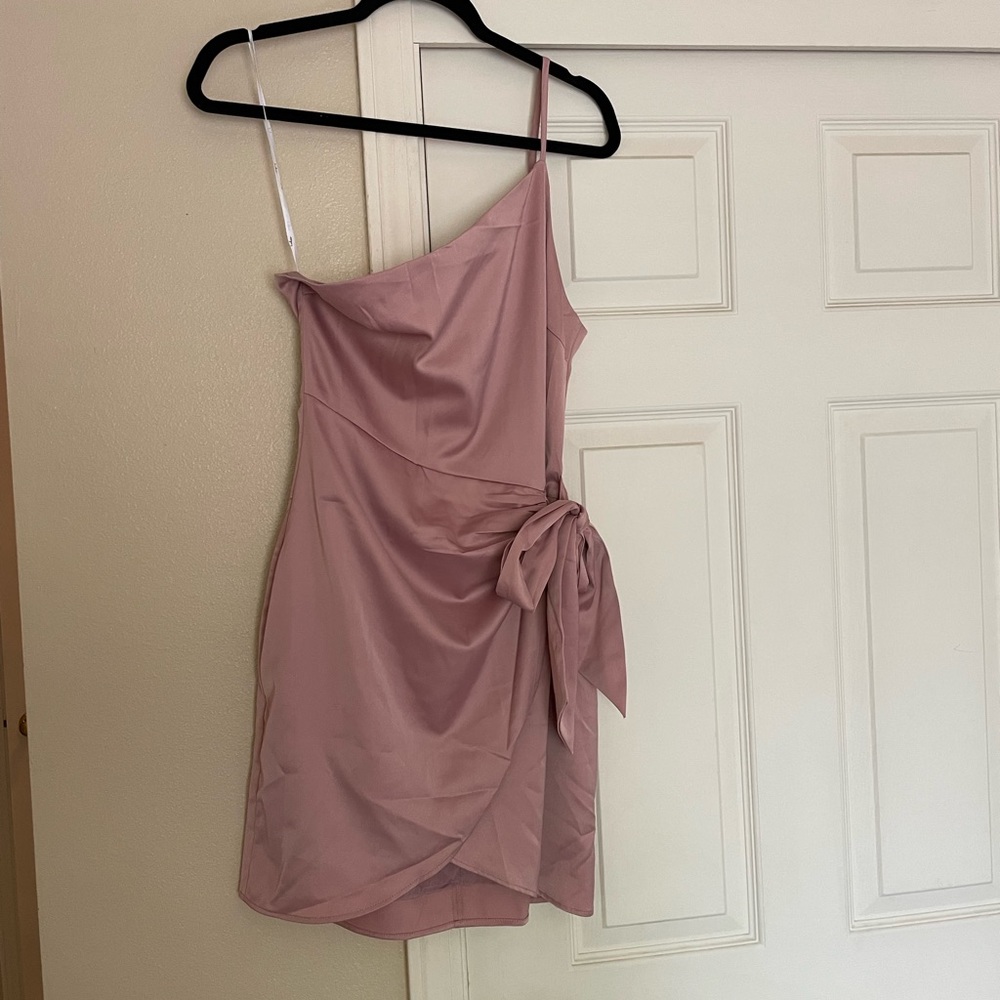 Lulus mauve cowl neck, asymmetrical dress